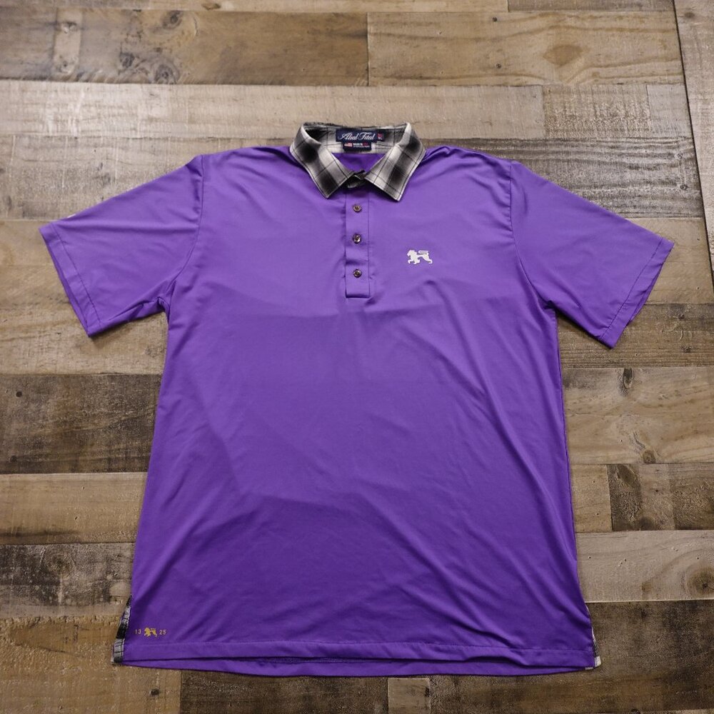 Alial Fital golf polo shirt men's‎ extra large purple plaid colar